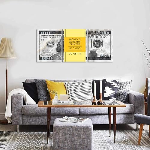 Inspirational Money Wall Art 100 Dollar Bill Wall Art Money Wall Art Decor - Image 3