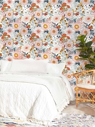 Dimoon Floral Wallpaper Peel and Stick Wallpaper Boho Retro Contact Paper - Image 5
