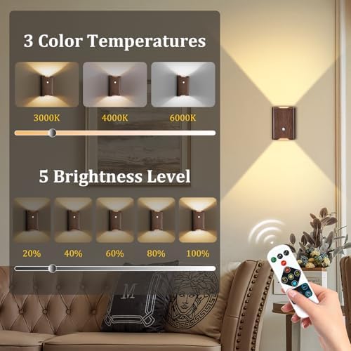 Eneru Motion Sensor Wall Sconce, Rechargeable Wireless Lights Indoor 2 Pack - Image 6