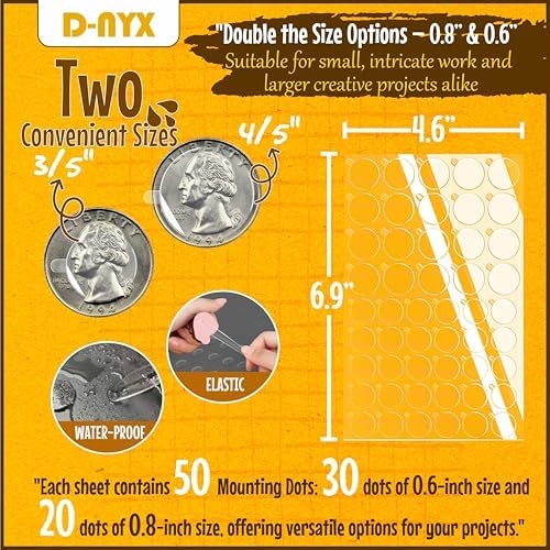 D-NYX Double Sided Tape Sticky Dot Stickers 280, 550 or 700 Pack Removable - Image 2