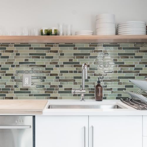 Art3d Linear Design Tile Peel and Stick Backsplash, Dark Brown - Image 4