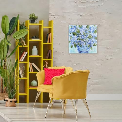 Cool Bouquets Blue Vase Floral, 24 x 24 Inch Canvas Wall Art - Image 3