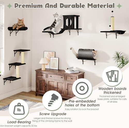 7-in-1 Wall Mounted Cat Climber Set, Cat Furniture Set - Image 3