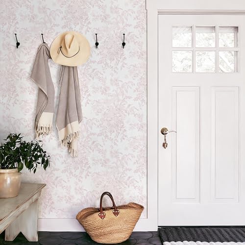 Heroad Pink Peel and Stick Wallpaper Toile Floral Contact Paper Boho Leaf - Image 6