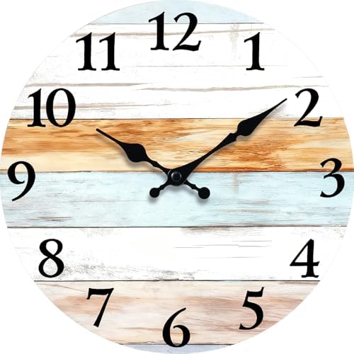 Retro Rustic and Beach Style 12 Inch Wooden Wall Clock by EZXZZ