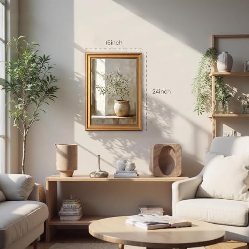 Vintage Gold Framed Olive Tree Canvas Wall Art, Neutral Botanical Pictures Wall - Image 5