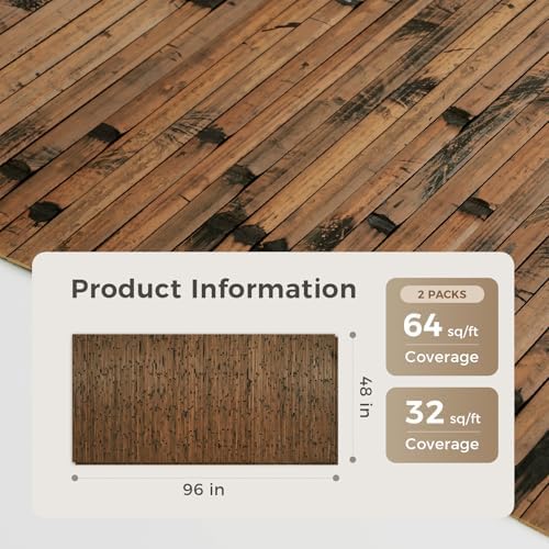 OUZUGIE 2 Pack 96x48 Inch Natural Bamboo Wall Panel - Image 2