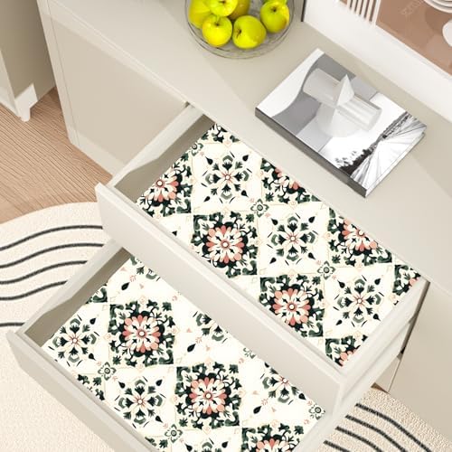 BOKEBEVE Boho Floral Peel and Stick Wallpaper Beige Green 17.5 x 393.5In - Image 6