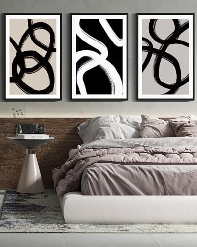 Drsoum Large 24x36in Black Abstract Framed Wall Art Decor Duotone Minimal Dark - Image 2