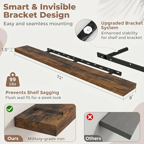 72 Inch Floating Shelves for Wall - Image 2