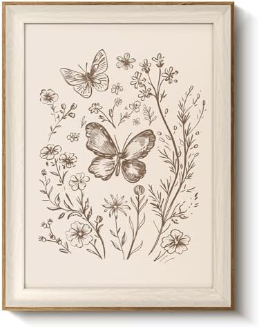 VIYYIEA Framed Wall Art Botanical Butterfly Canvas Print, 12×16 Inch by VIYYIEAART