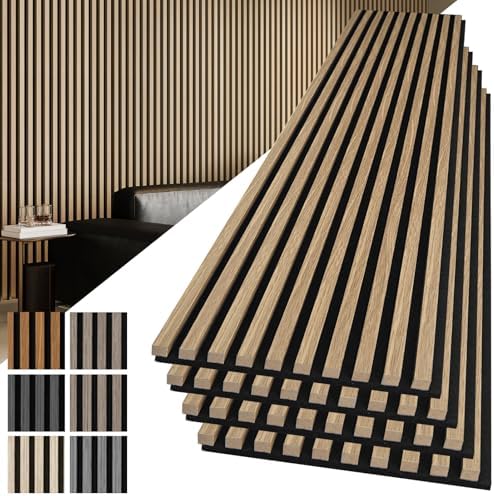 Art3d 108 x 12 in 3D Fluted Soundproof Wood Slat Wall Panel by Art3d