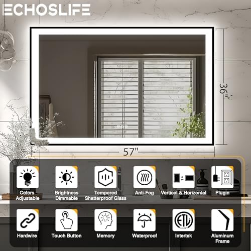 EchosLife 57x36 LED Light Mirror - Image 2