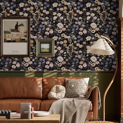 Abyssaly Vintage Daisy Floral Peel and Stick Wallpaper 17.3" x 118" - Image 3