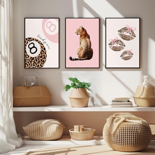 Pink Cheetah Wall Art Decor Leopard Preppy Trendy Canvas Poster Fashion - Image 7