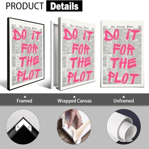 Do It Foe The Plot Wall Art Retro Newspaper Pink Font Canvas Posters Positive - Image 2