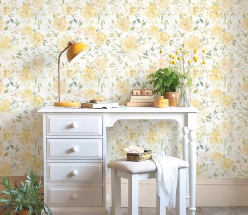 Ismoon Yellow Floral Peel Stick Wallpaper Boho Stick on Wallpaper - Image 2