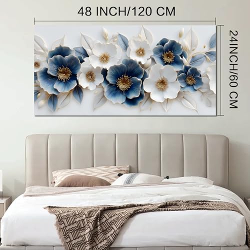 Large Canvas Wall Art for Living Room Blue and White Floral Print Painting wall - Image 6