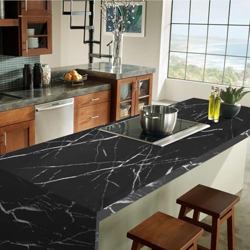 Marble Contact Paper Black Peel and Stick Wallpaper - Image 2