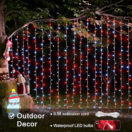JMEXSUSS 300LED Red and White Christmas Curtain Lights - Image 2