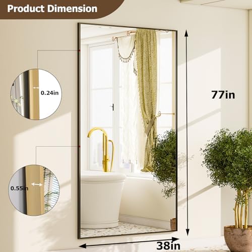 GLSLAND 77" x 38" Oversized Full Length Mirror, Large Floor Mirror - Image 4