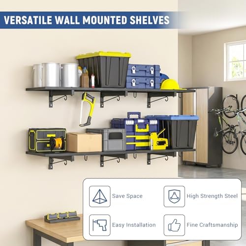 Garage Wall Shelf, Heavy Duty Garage Shelving, Metal Floating Storage Rack - Image 3