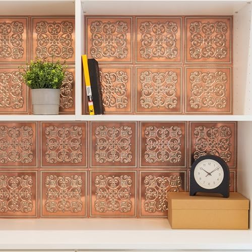 Peel and Stick Metal Backsplash Tiles, Patina Copper - Image 3