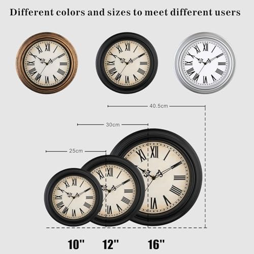 Plumeet Extra Large Retro Wall Clock, Roman Numerals, Battery Operated - Image 5