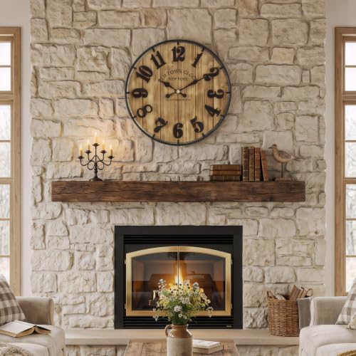 Farmhouse Wall Clock for Living Room Decor, 20 Inch Rustic Wood Metal Clock - Image 2