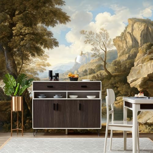 Lush Ancient Trees and shrubs Landscape Oil Painting Style self-Adhesive Mural - Image 4