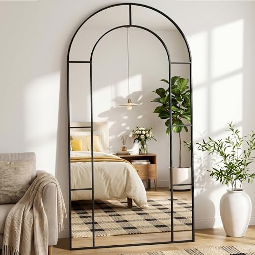 81" x 41" Arched Full Length Floor Mirror, Farmhouse Window Pane Mirror by CoomilyBrandStory