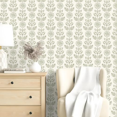Wudnaye Floral Wallpaper Peel and Stick Boho Contact Paper 17.7in×590.4in - Image 6