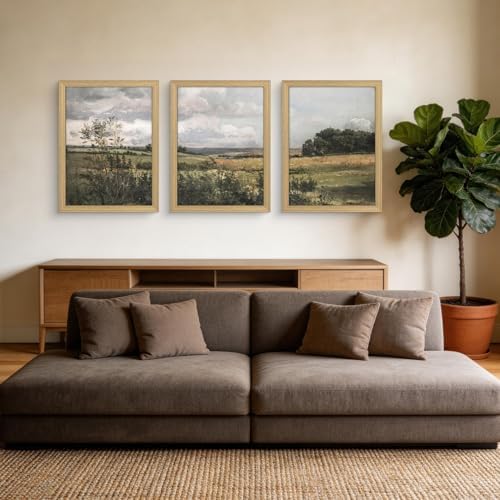 KeepKiss Retro Landscape Canvas Wall Art 3Pcs Framed 24x16 inches - Image 2