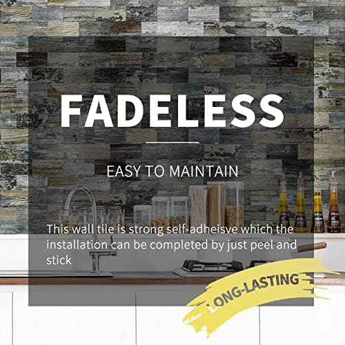 Art3d PVC Peel and Stick Backsplash Wall Tile, Spruce Grey Rustic - Image 4