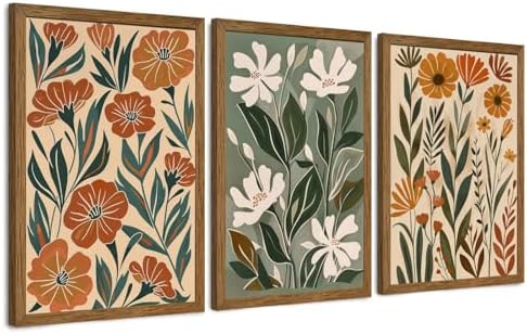 Urmoya 3 Pieces Boho Floral Decor Flower Market Wall Art, 16x24 Inch by Unknown
