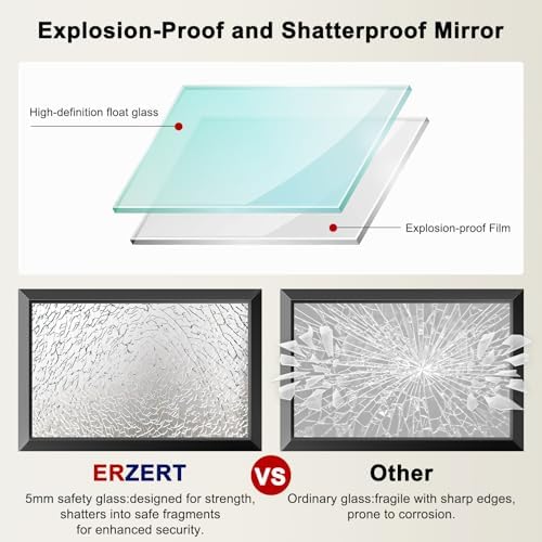 Black Bathroom Mirror for Over Sink, 32x40Inch Thick Anti-Rust Metal Frame - Image 5