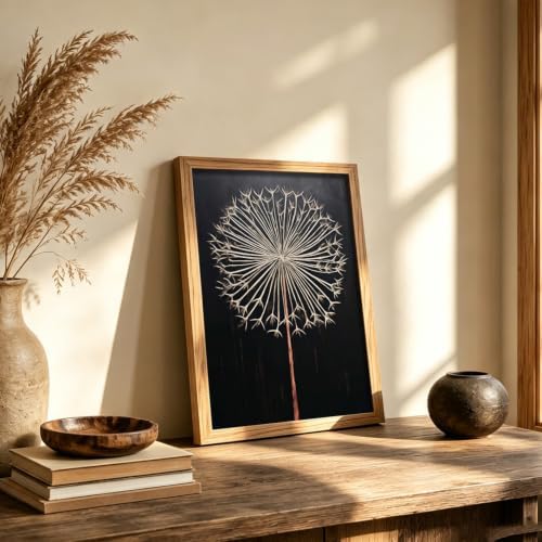 RZIGERNO Vintage Framed Dandelion Wall Art Canvas Print Modern Minimalist - Image 5