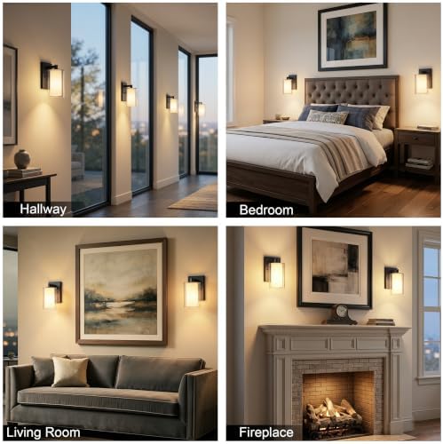 Kalium Wall Sconces Set of Two, Modern Matte Black Vanity Wall Lights - Image 4