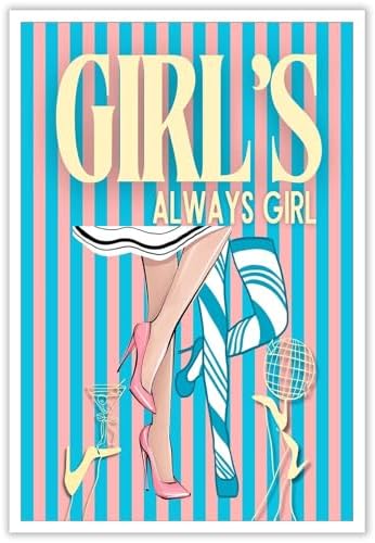 Trendy Always Girls High Heels Poster Funny Cocktail Disco Ball Canvas Wall Art by Unknown