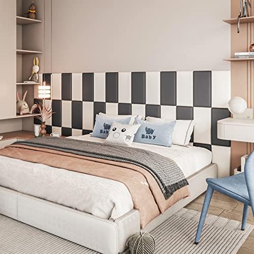 YLL YLL Peel and Stick Headboard Black Upholstered Wall Panels Pack of 10 - Image 4