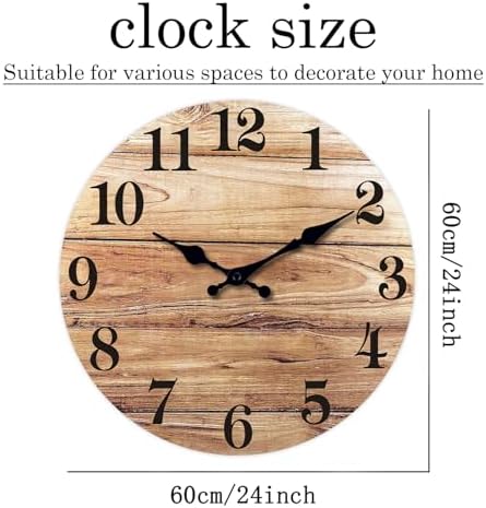 XNM 24 Inch Wood Farmhouse Wall Clocks Battery Operated - Image 6