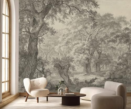 PYFFYP-Retro Forest Peel and Stick Wallpaper Natural Landscape Tree Mural - Image 3