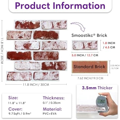 3D Faux Brick Wall Panels Peel and Stick, Designed - Image 5
