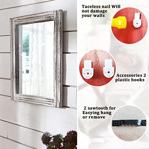 AAZZKANG Wall Mirror Rustic Wood Framed Rectangle Mirrors - Image 3
