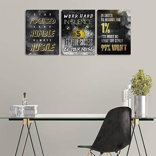 Motivational Canvas Wall Art Inspirational Office Wall Art Hustle Posters Wall - Image 5