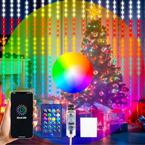 HXWEIYE 300LED Fairy Curtain Lights, 9.8x9.8Ft USB, 8 Modes & Timer by LightUpYourHomewHXWEIYE