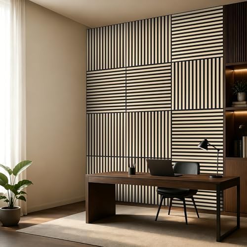 Art3d 6-Pack Acoustic Wood Slat Panel & Ceiling Tile, 2 x 2 ft - Image 3