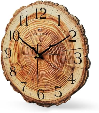 Lafocuse 12 Inch Brown Wooden Rustic Wall Clock - Image 4