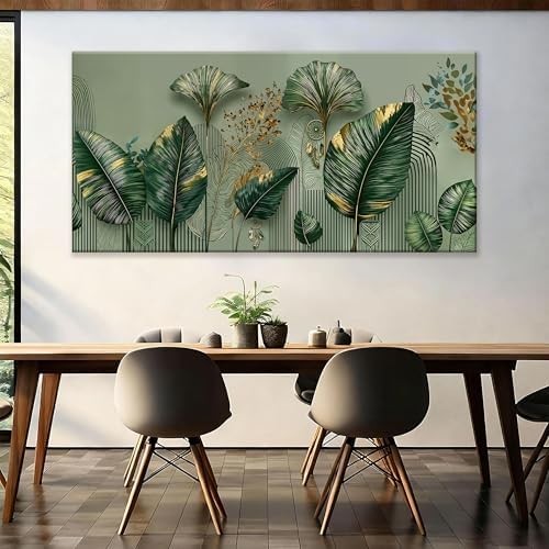 Large Green Leaf Accent Botanical Canvas Wall Art - Image 3