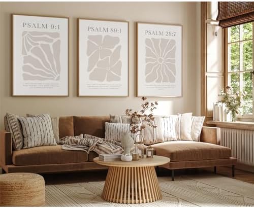 Joocrise Scripture Christian Wall Art Set of 3 Beige Bible Verses Wall Decor - Image 6